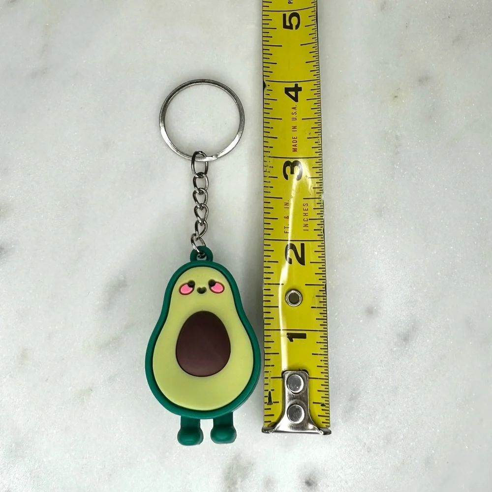 Cutie Avocado Silicone Keychain, Accessory With Silver Hardware, Unisex